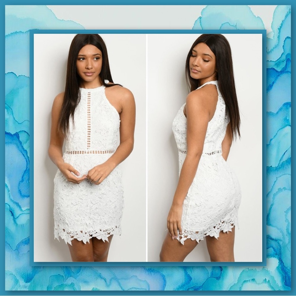 Kate C. Guipure Lace Halter Dress